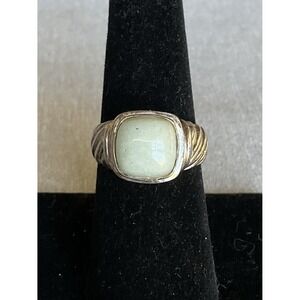 GSJ 925 Sterling Silver Square Gemstone Ring Size 7 Vintage Estate Jewelry